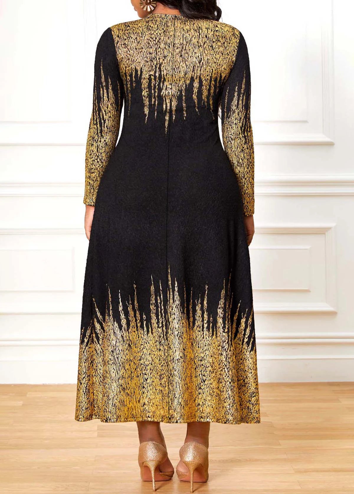 Women's Black Gold Plus Size Banquet Dress