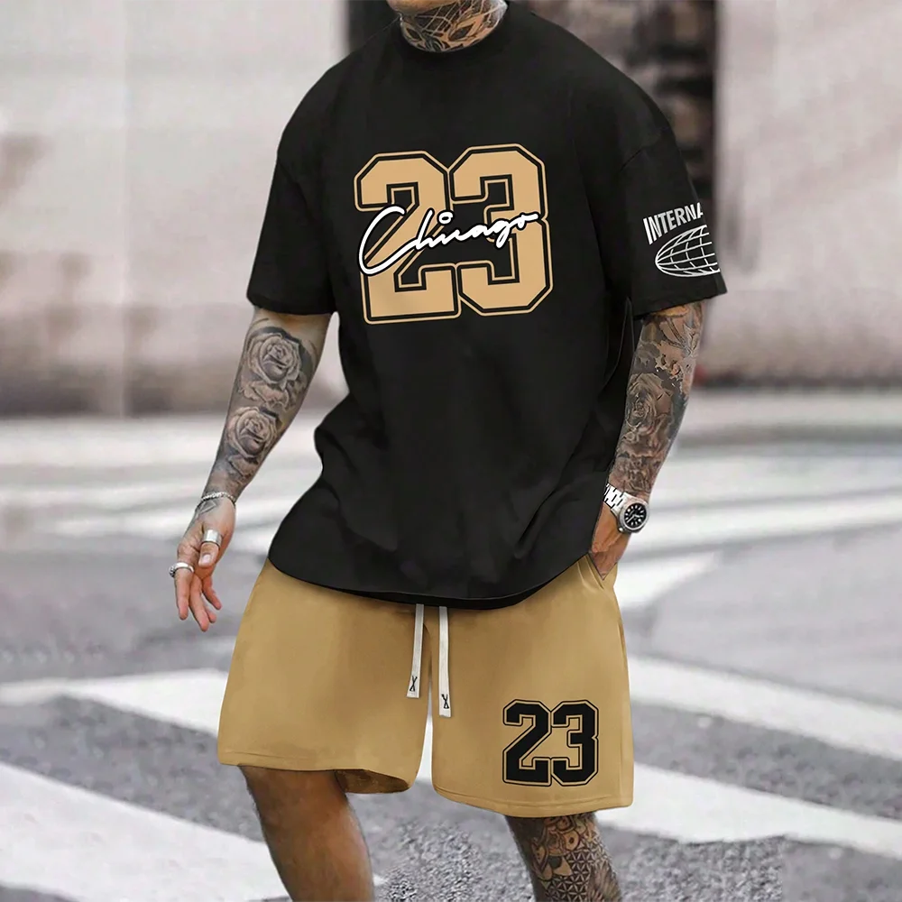 Men's 3D Printed No 23 Oversized Short Set