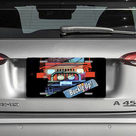 Buckle Up! 4-wheel Drive Aluminum License Plate Auto Accessory