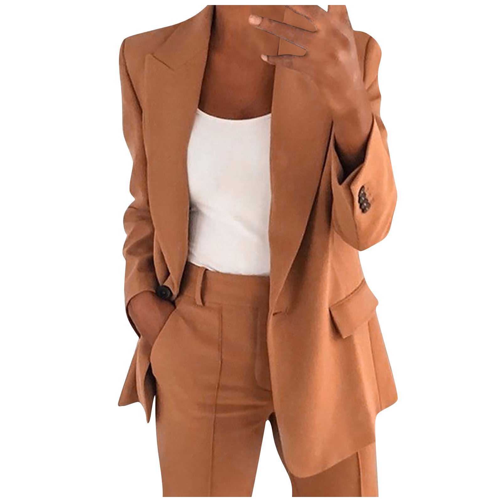 Solid Blazer Coat Women Notched Long Sleeve Cardigan Button Casual Jacket Suits Office Lady Blazers Jackets
