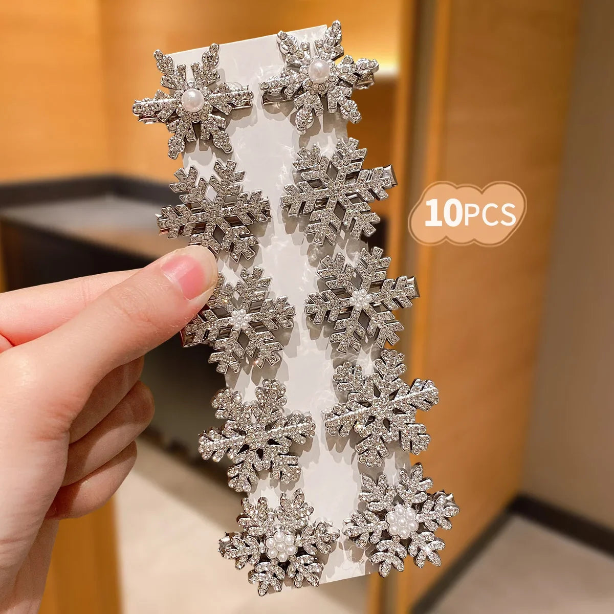 10-Pack Silver 3D Snowflake Hairpins for Women Elegant Winter Christmas Party Daily Outings Half-Updos Updos Styling Accessories
