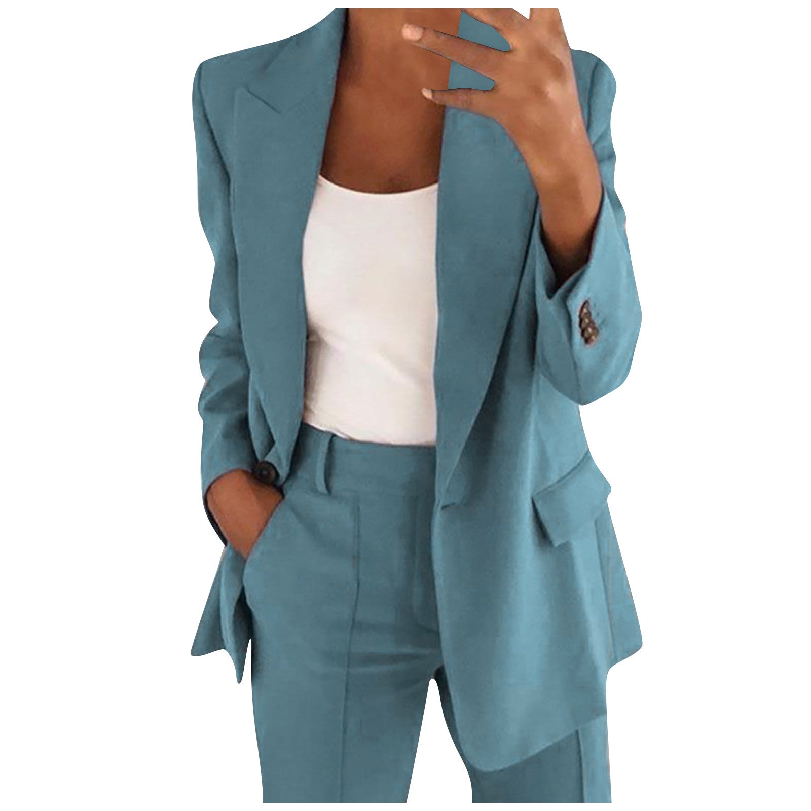 Solid Blazer Coat Women Notched Long Sleeve Cardigan Button Casual Jacket Suits Office Lady Blazers Jackets