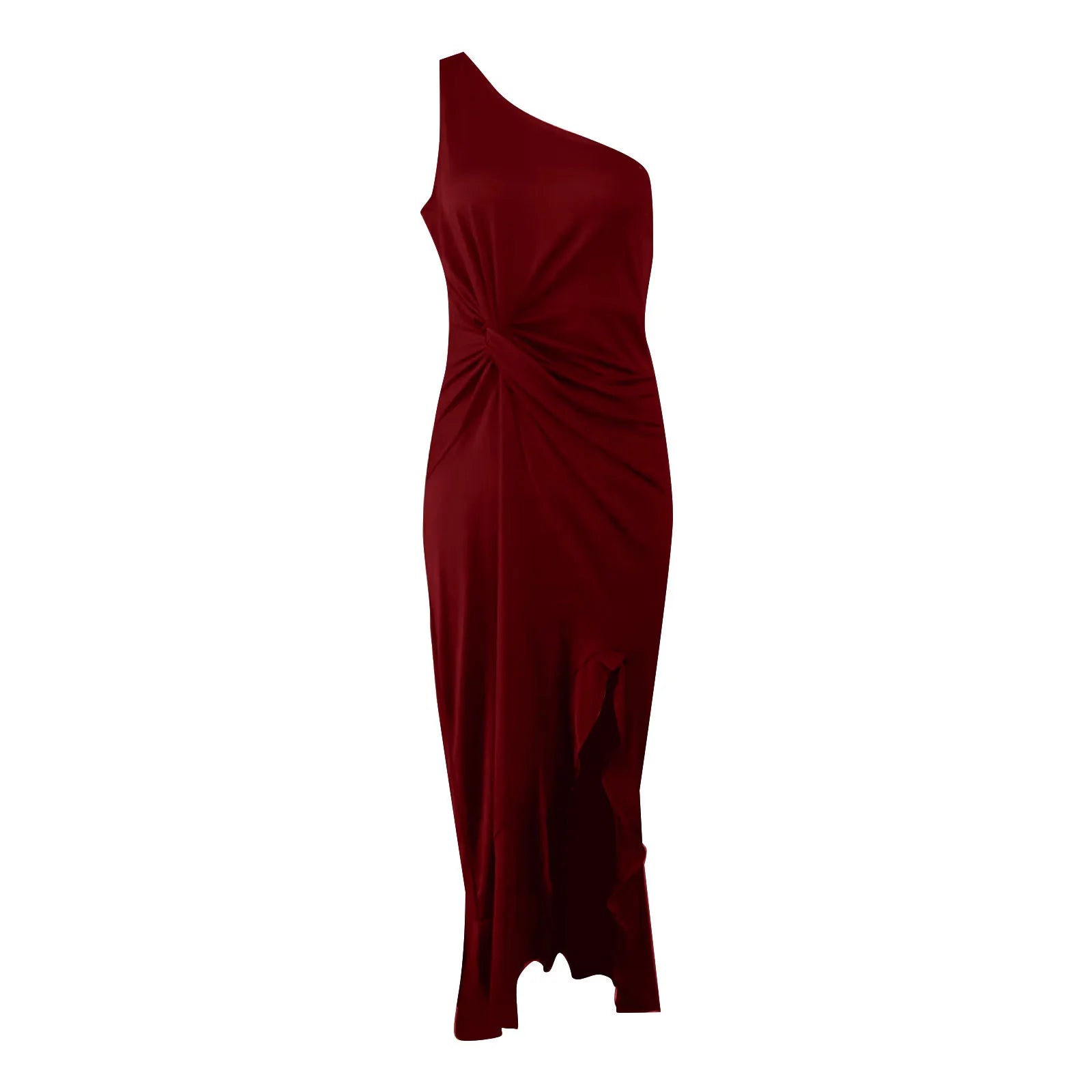 Women's Ruffled Ruched Slim Fit Formal Evening Gown Dress