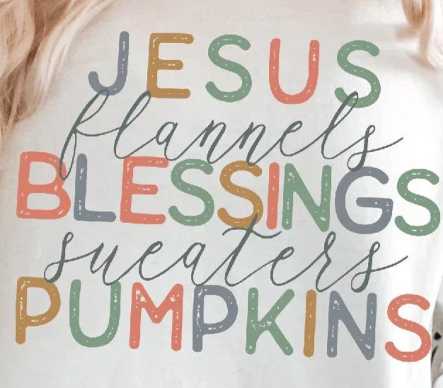 Jesus Blessings and Pumpkins Autumn Graphic Sweatshirt