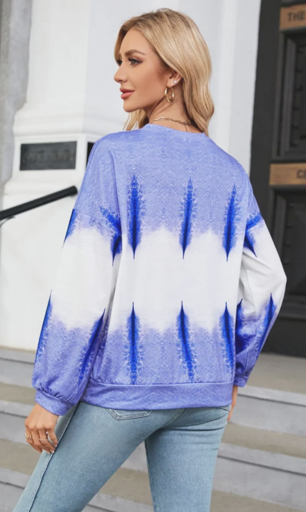 Women's Blue Gradient Long Sleeve Sweatshirt