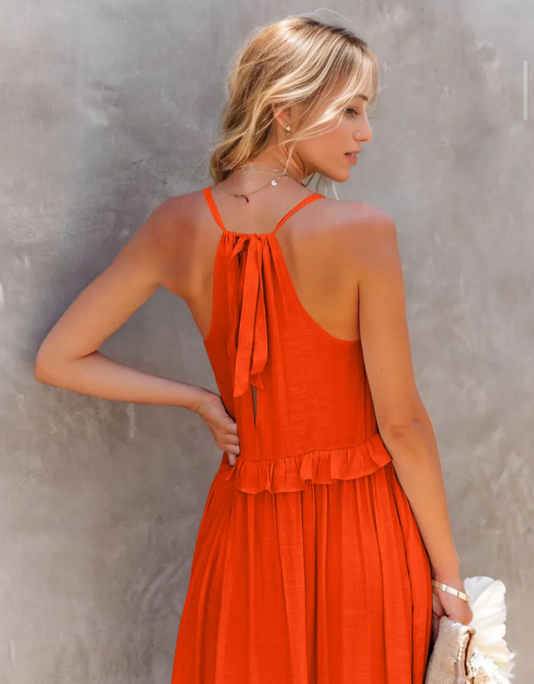 Ruffled Sleeveless Tiered Maxi Dress with Pockets