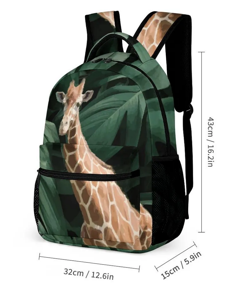 Tall Giraffe with Greenery 3-piece Backpack Set