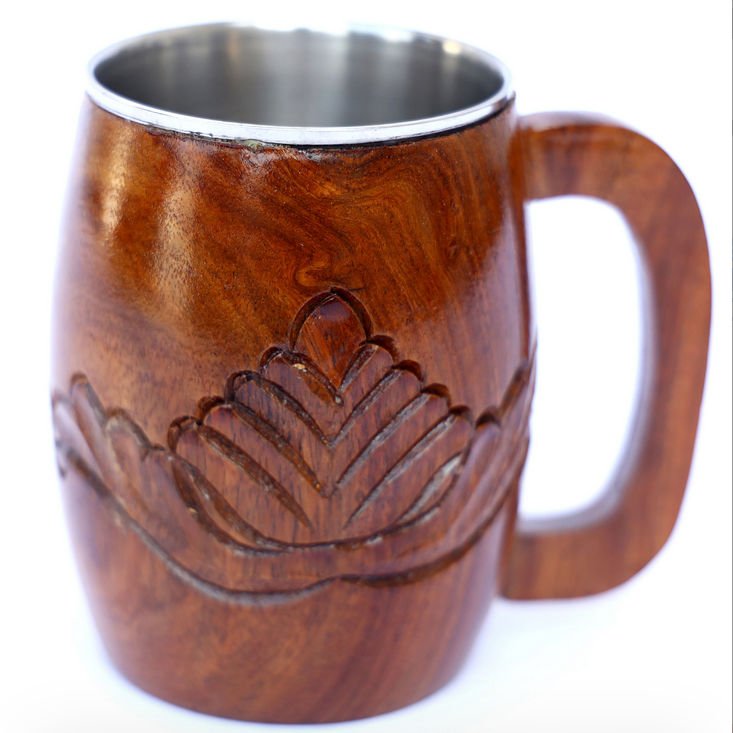 Handmade Wooden Mug With Stainless Steel Insert