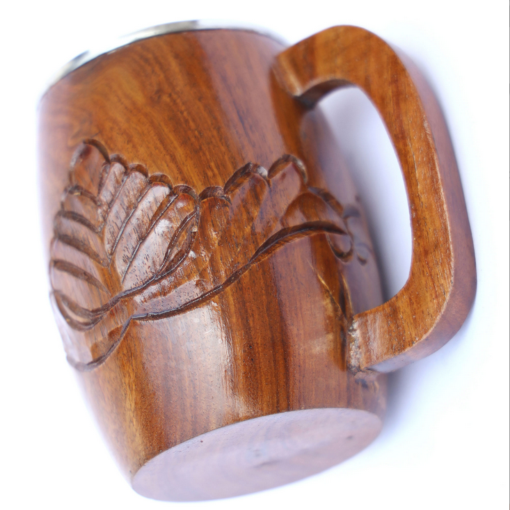 Handmade Wooden Mug With Stainless Steel Insert