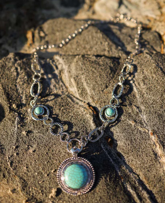 Soleil Turquoise & Silver Link Necklace