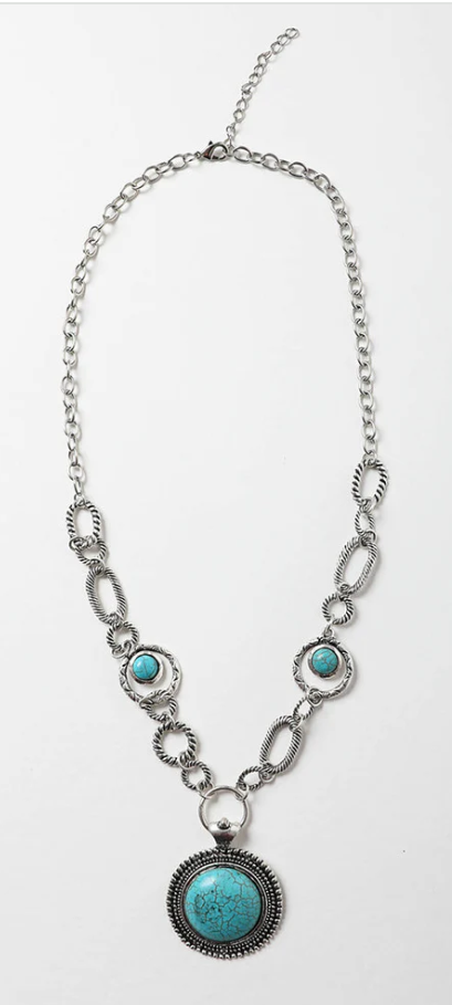 Soleil Turquoise & Silver Link Necklace