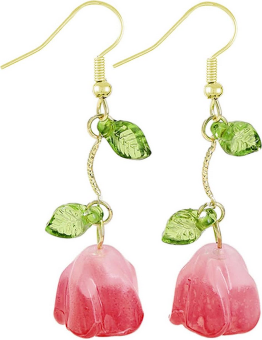 Elegant Tulips Leaf Earrings Delicate Floral Drop Earrings