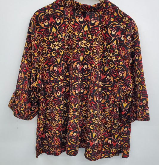 Camisa marrón de manga 3/4 con botones delanteros de Catherine (14-16WP)