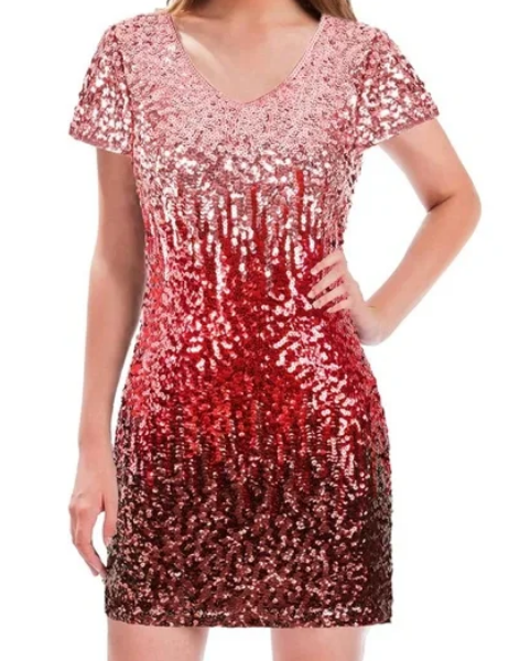 Maner Red Sparkly Dress - size XL