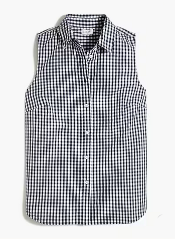 J. Crew Black Gingham Button-up Sleeveless Blouse - size M