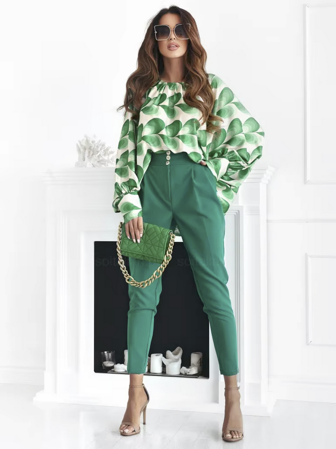Blarney Green Celtic Top - Stylish Long Sleeve Blouse for St. Patrick's Day