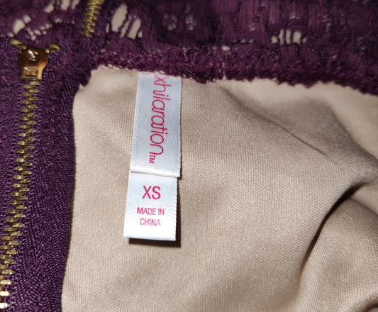 Xhilaration Purple Lace Long Sleeve Short Dress - size XS