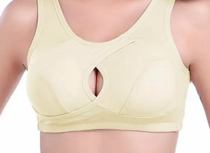 Women's Plus Size Cotton Crossover Wireless Sports Bra Underwear With Removable Padding