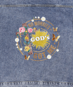 No Worries God's Got Me Oversized Women's DTG Denim Jacket