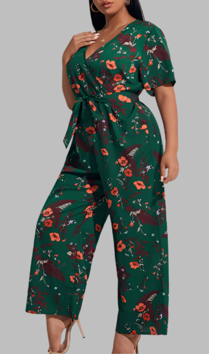 Women's Green Floral Jumpsuit from Shein Curve - size 1XL
