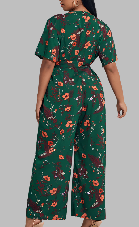 Women's Green Floral Jumpsuit from Shein Curve - size 1XL