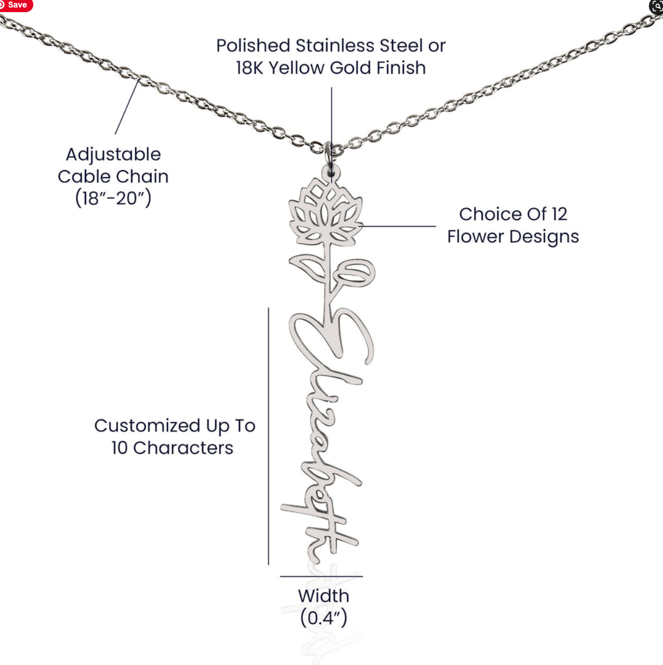 Personalized Floral Name Necklace with Birth Flower