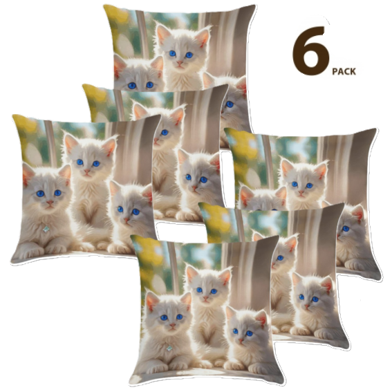 Fluffy White Kittens with Blue Eyes Ultra-Soft Pillowcases - 18