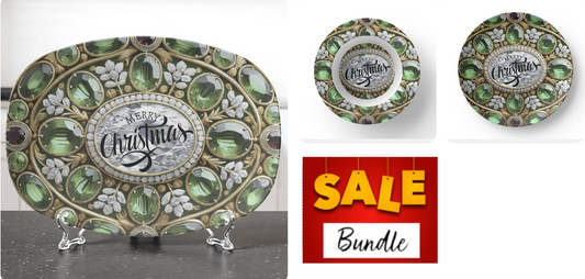 Ornate Silver Christmas Polymer Tableware Bundle