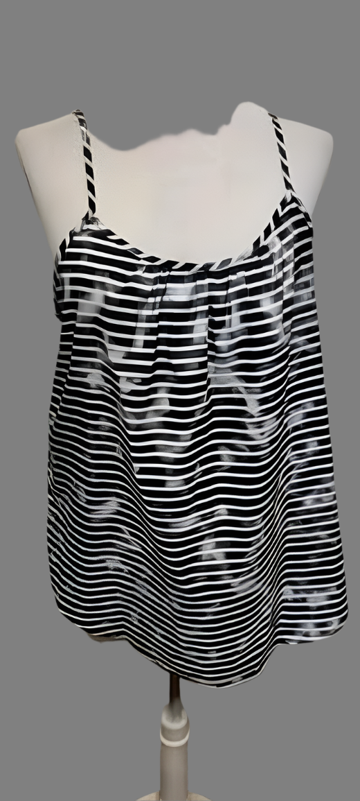 Faded Glory Black and White Striped Sleeveless Top - size L (12-14)