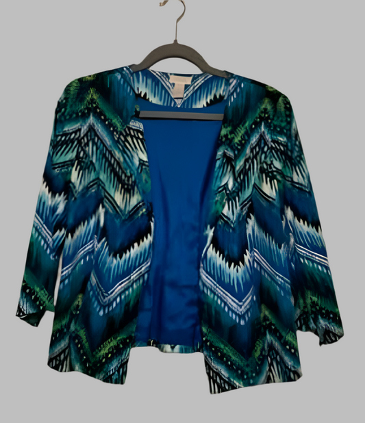 Chico's Blue and Black 3/4 Sleeve Blazer - size 0