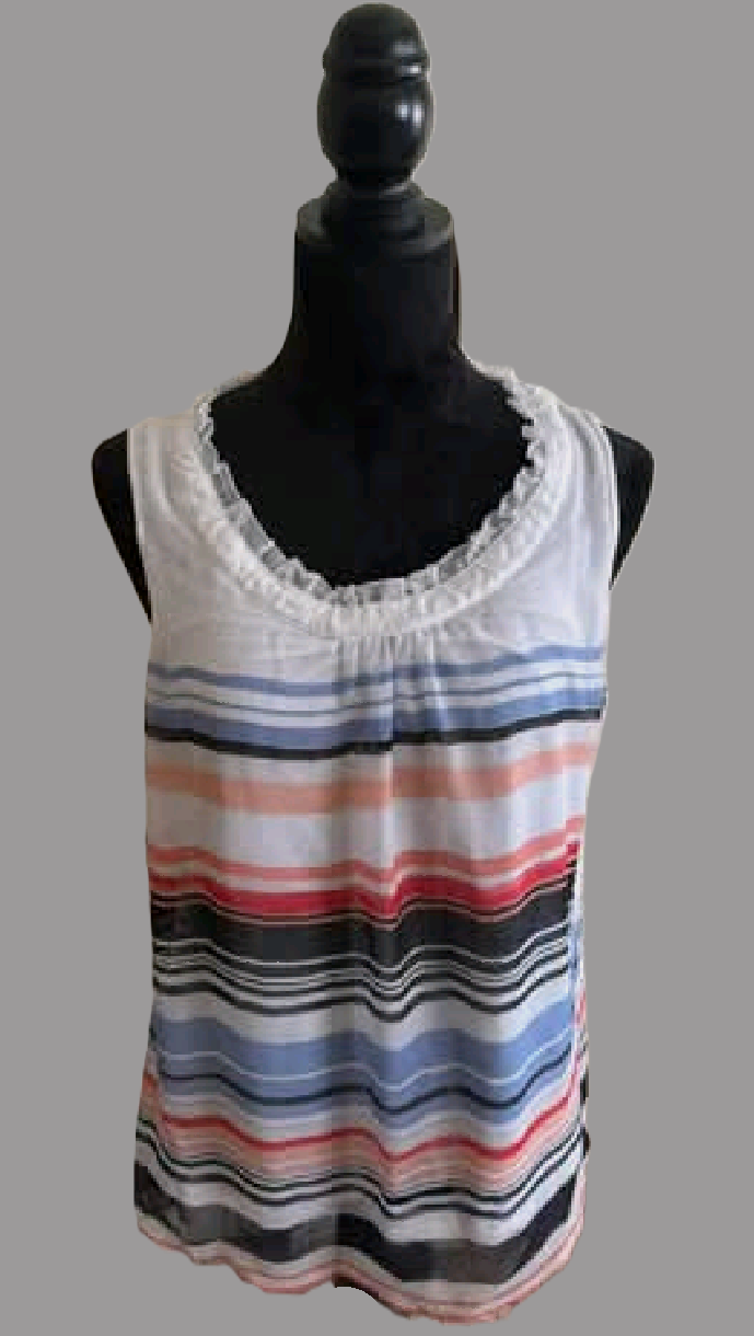 Elle Striped Fluttery Tank Top - size Large
