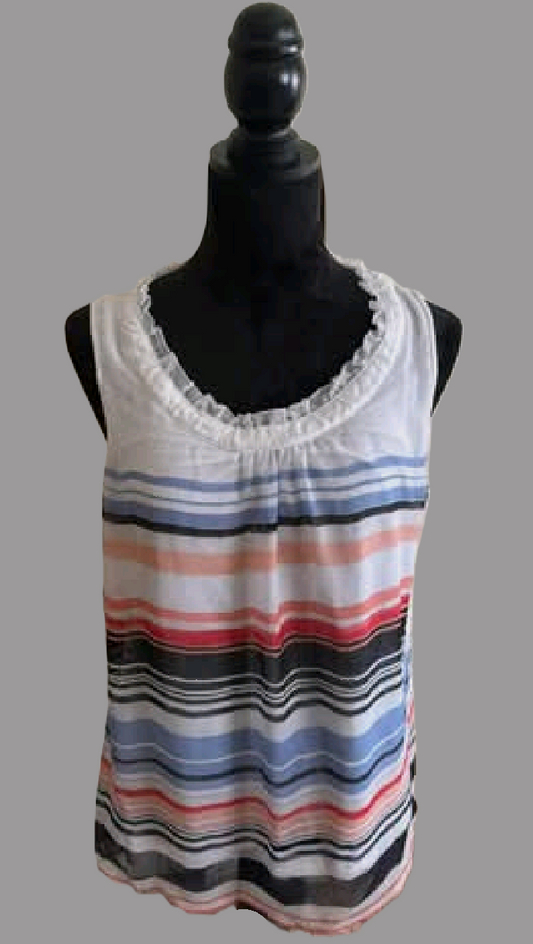 Elle Striped Fluttery Tank Top - size Large
