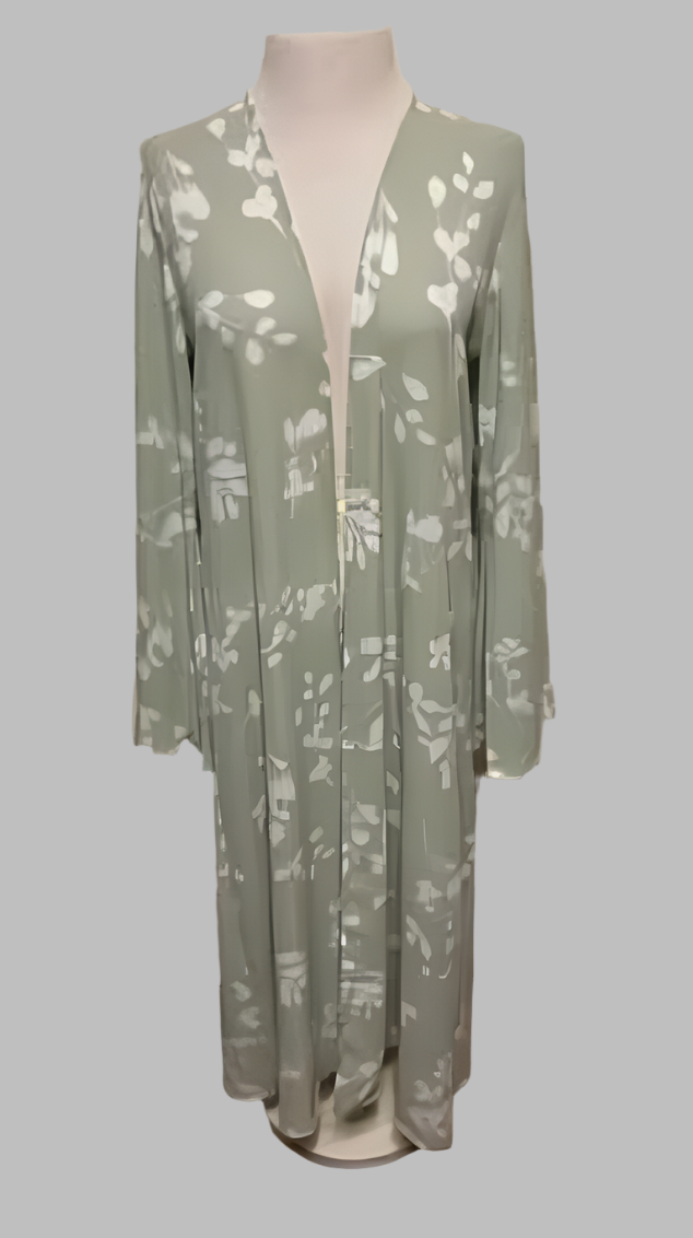 Caramela Long Sleeve Sage Floral Cardigan - size Medium