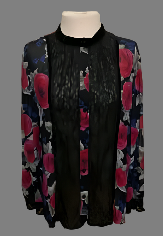 Francesca Rose Colorful Floral Long Sleeve Blouse - size M