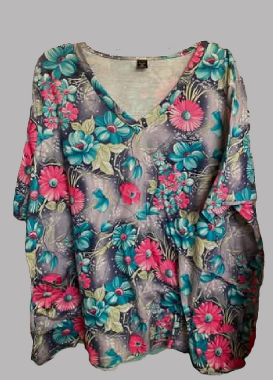 Shein Red and Light Blue Cold Shoulder Mini Dress - size 4XL