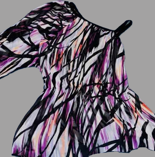 Bisou Bisou Purple and Black One Sleeve Blouse - size XL