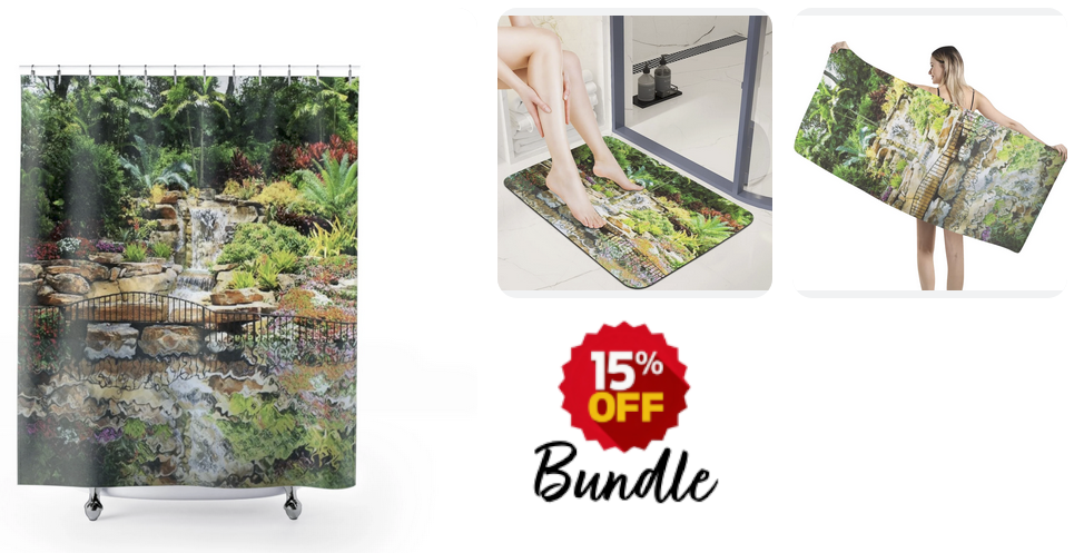 Tropical Waterfall Bathroom Decor Bundle