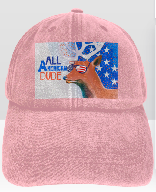 All American Dude with Deer Vintage Washed Baseball Cap | Ships from USA