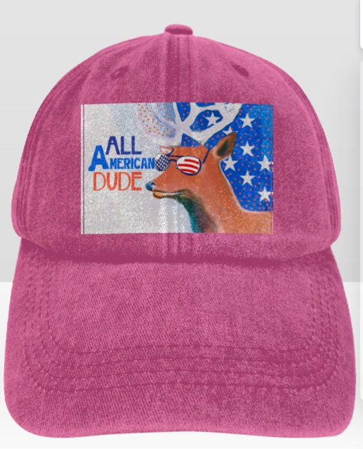All American Dude with Deer Vintage Washed Baseball Cap | Ships from USA