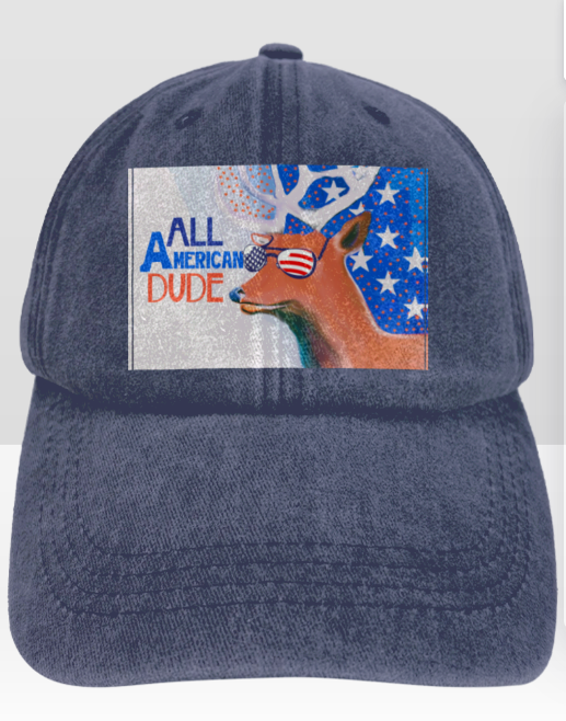 All American Dude with Deer Vintage Washed Baseball Cap | Ships from USA