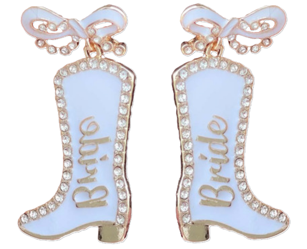 Cowgirl Boot Dangle Earrings with Bow
