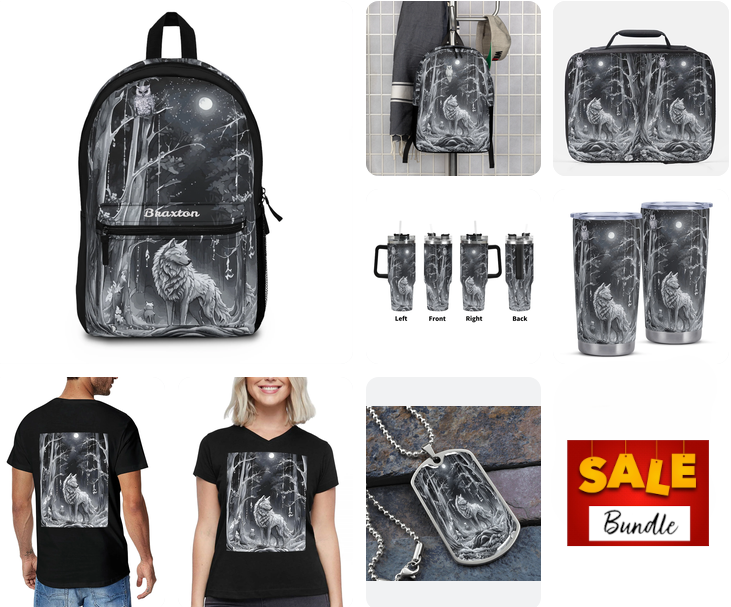 Ethereal Wolf in the Moonlight Back to School Mix & Match Bundle
