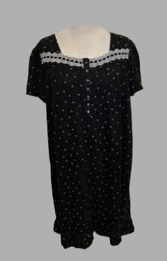 Secret Treasures Black with White Dots Nightgown - size 3x