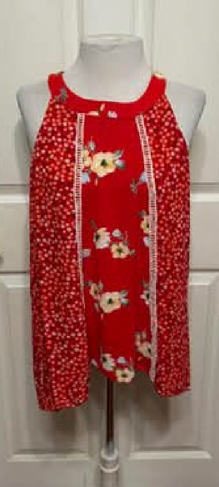 Vintage Boho Red Sleeveless Shirt - size 3X