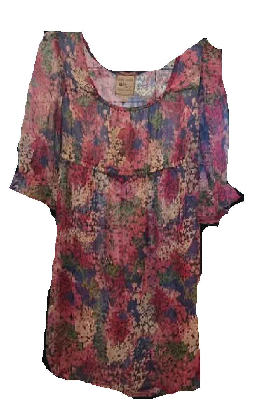 Pink Rose Floral Half Sleeve Dress/Shirt - size S