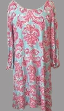Caribbean Joe & Company Blue Pink Floral Short Dress - size M