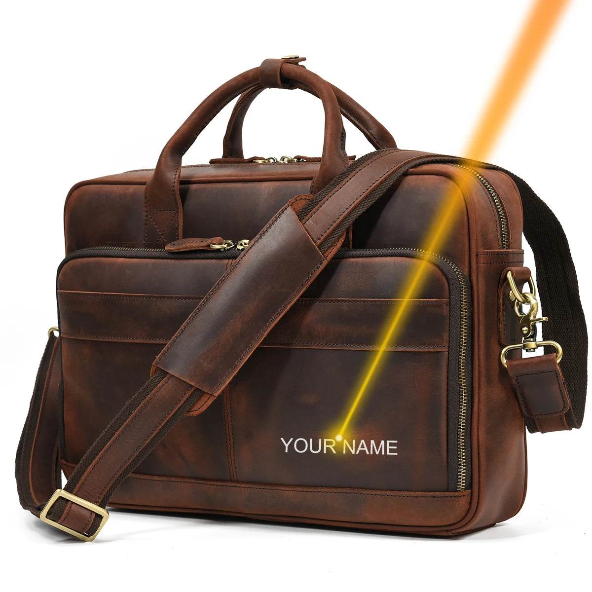 MAHEU Retro Laptop Briefcase Bag Genuine Leather Handbags Casual 15.6 Pad Bag Daily Working Tote Bags for documents