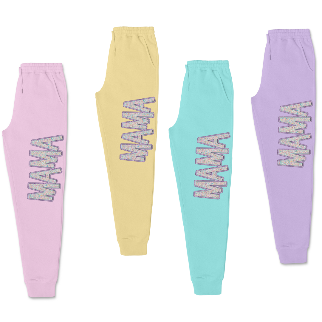 Women's Pastel Sequin Mama Joggers