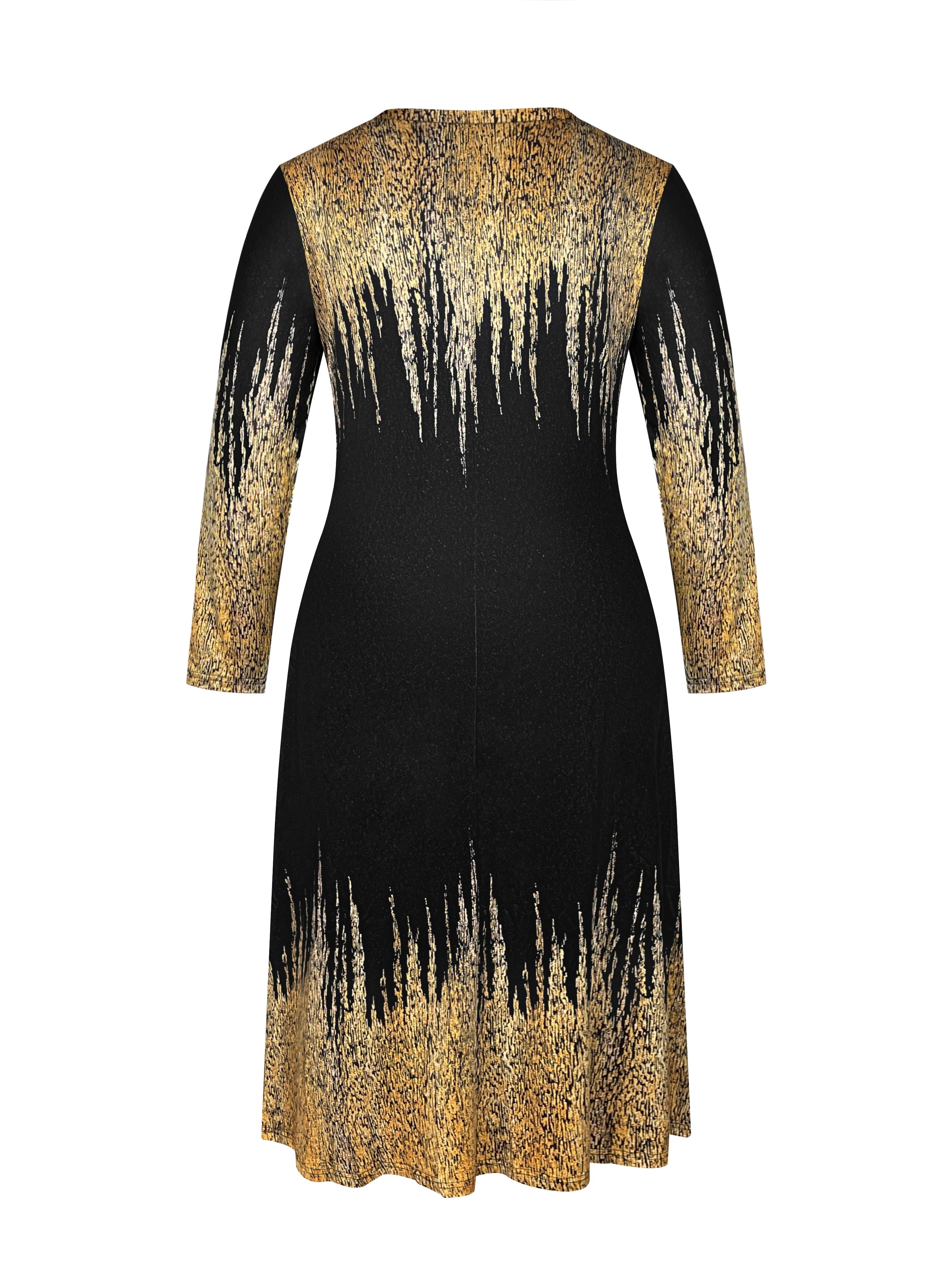 Women's Black Gold Plus Size Banquet Dress