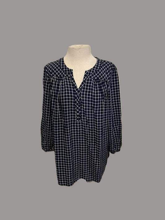 St John's Bay Blue with White Stripes Blouse - size XL